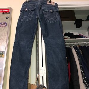 True Religion straight corduroy jeans w/ flaps